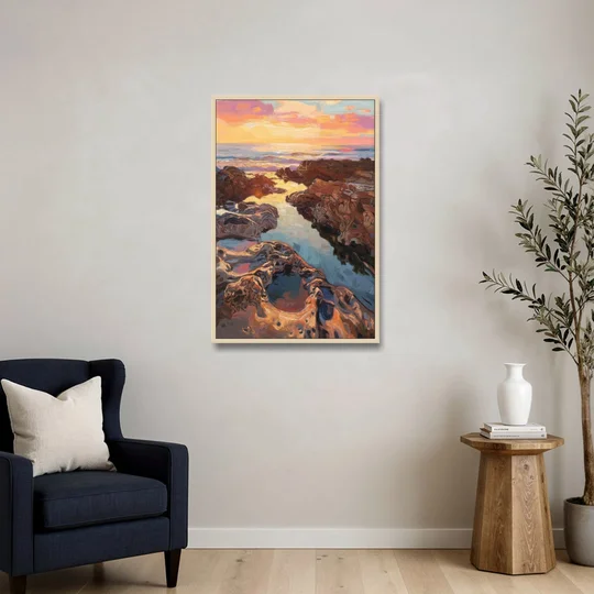 La Jolla Tidepools - Oak Framed Canvas Wall Art - Sofa - 24x36