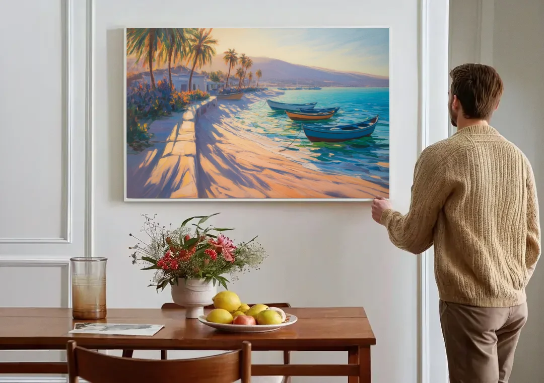 La Paz Palm Coast canvas wall art above a dining table