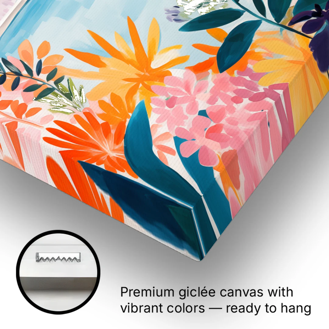 Lake Como Art in Tropical Bloom - Canvas Wall Art - Gallery Wrap Corner