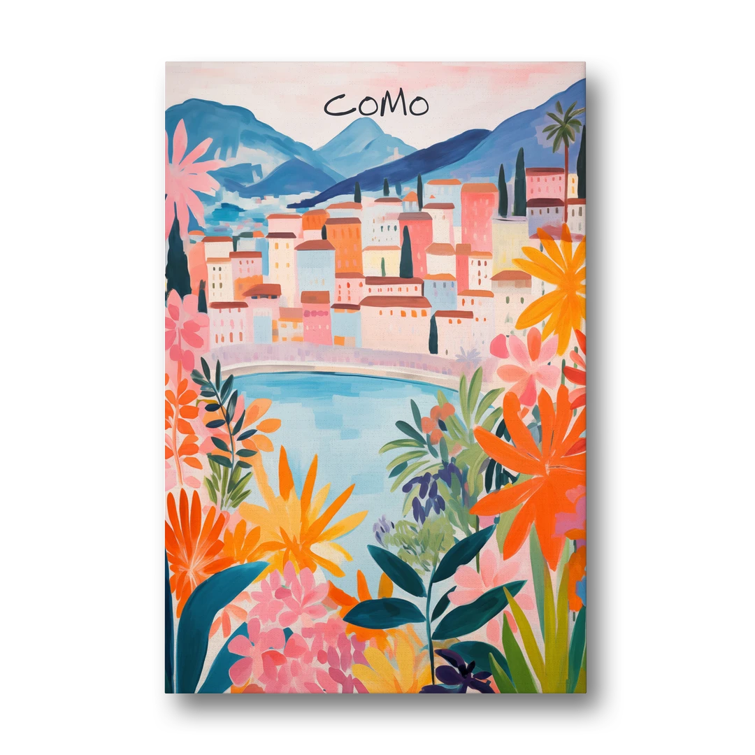 Lake Como Art in Tropical Bloom - Canvas Wall Art - Front