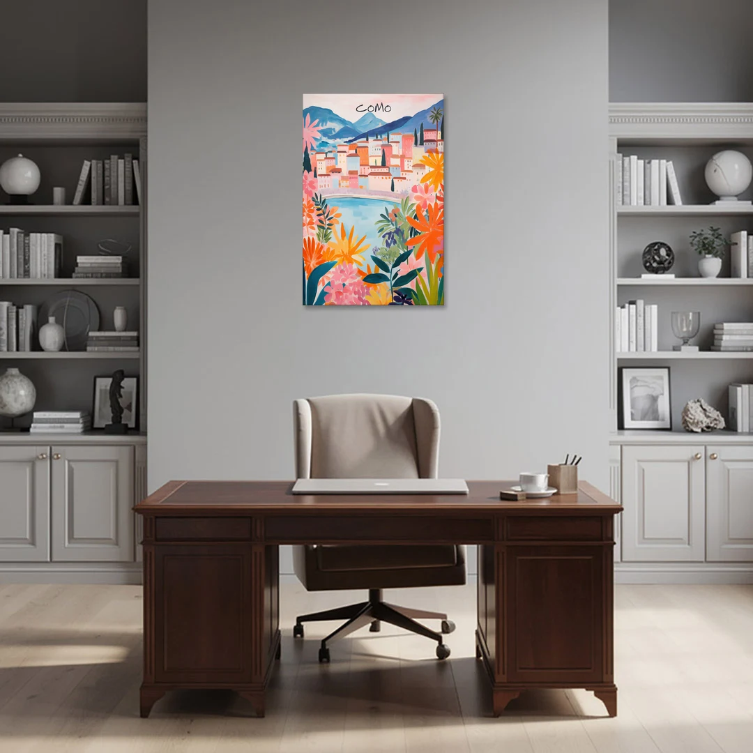 Lake Como Art in Tropical Bloom - Canvas Wall Art - Office - 24x36