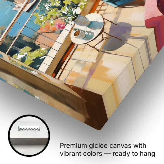 Lake Como Painting Through an Open Window - Canvas Wall Art - Gallery Wrap Corner