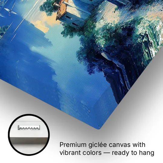 Lake Painting of Orta San Giulio - Canvas Wall Art - Gallery Wrap Corner