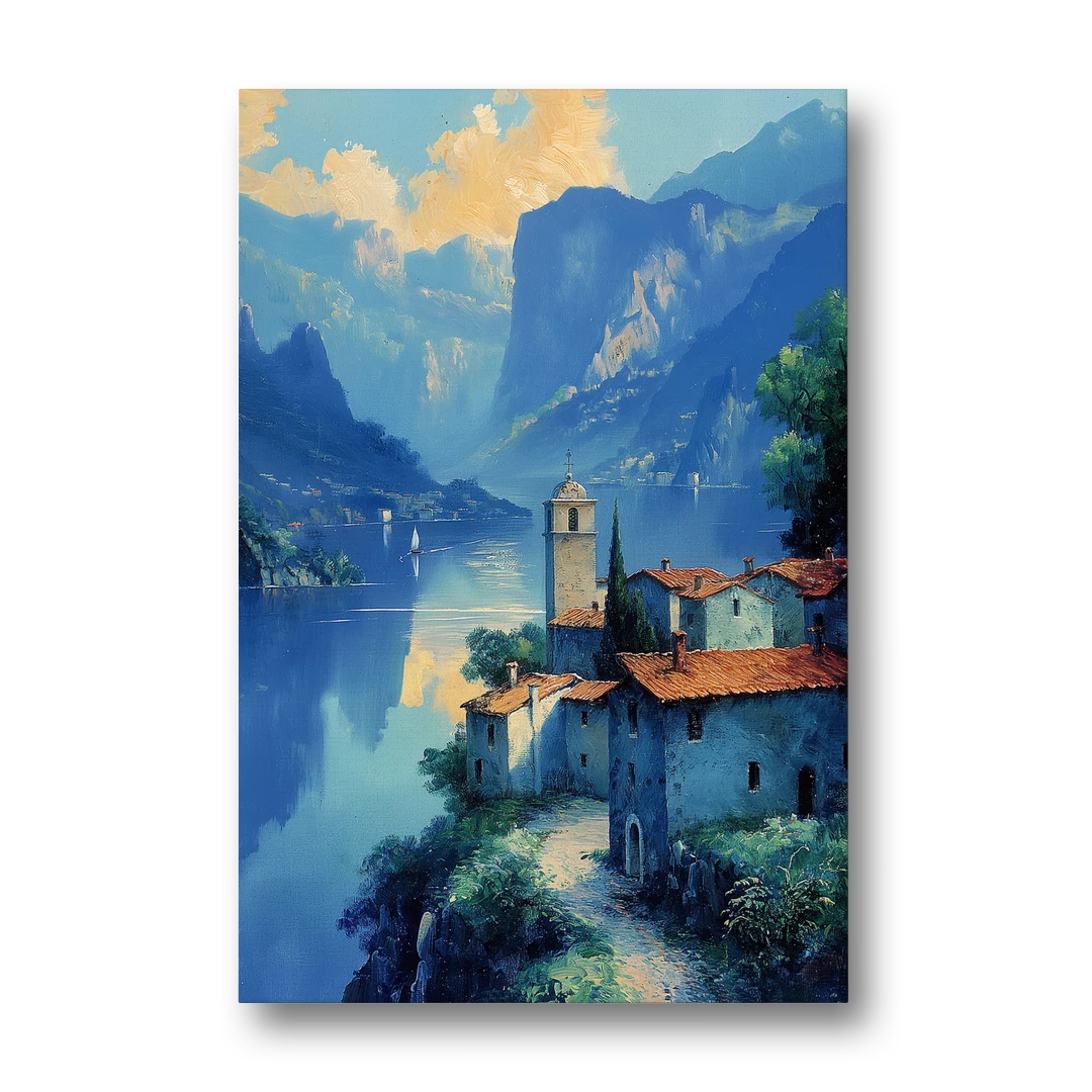 Lake Painting of Orta San Giulio - Canvas Wall Art - Front