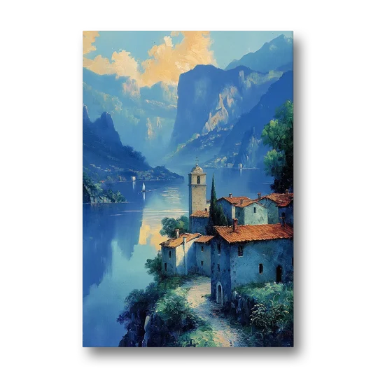 Lake Painting of Orta San Giulio - Canvas Wall Art - Front