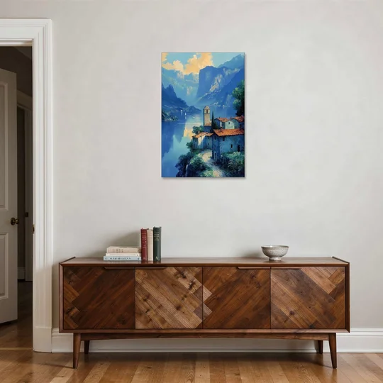 Lake Painting of Orta San Giulio - Canvas Wall Art - Coffee Table - 24x36