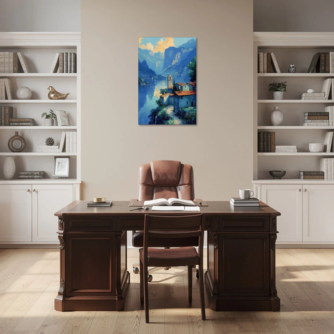 Lake Painting of Orta San Giulio - Canvas Wall Art - Office - 24x36
