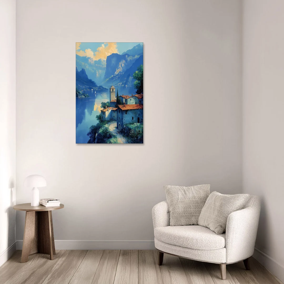 Lake Painting of Orta San Giulio - Canvas Wall Art - Sofa - 24x36