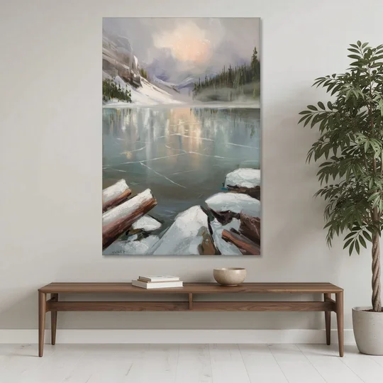 Lake Placid Frozen Lake Beauty - Canvas Wall Art - Coffee Table - 40x60