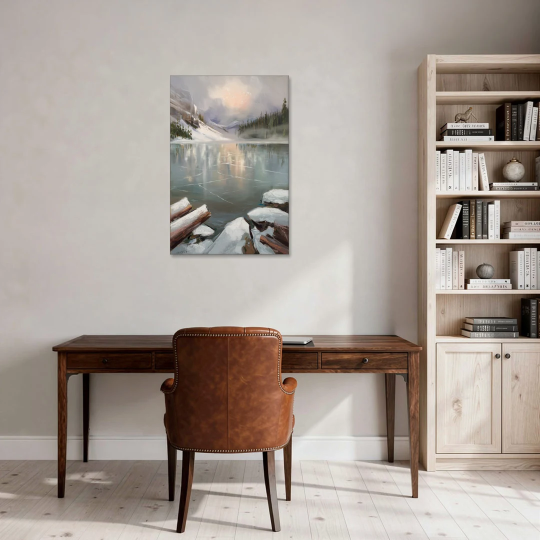 Lake Placid Frozen Lake Beauty - Canvas Wall Art - Office - 24x36