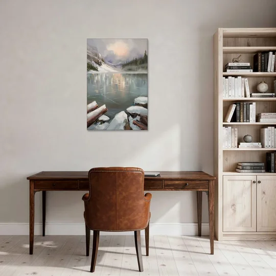 Lake Placid Frozen Lake Beauty - Canvas Wall Art - Office - 24x36