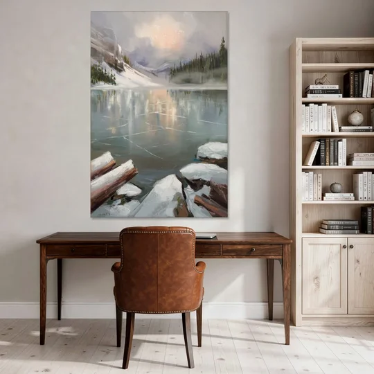 Lake Placid Frozen Lake Beauty - Canvas Wall Art - Office - 40x60