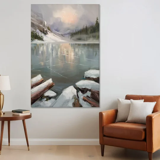 Lake Placid Frozen Lake Beauty - Canvas Wall Art - Sofa - 40x60