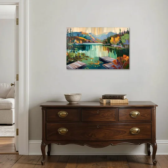 Lake Placid Mirror Lake View - Canvas Wall Art - Coffee Table - 36x24