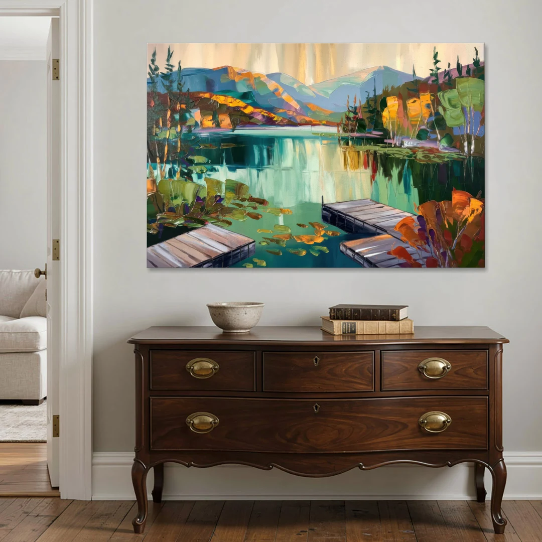 Lake Placid Mirror Lake View - Canvas Wall Art - Coffee Table - 60x40