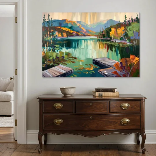 Lake Placid Mirror Lake View - Canvas Wall Art - Coffee Table - 60x40