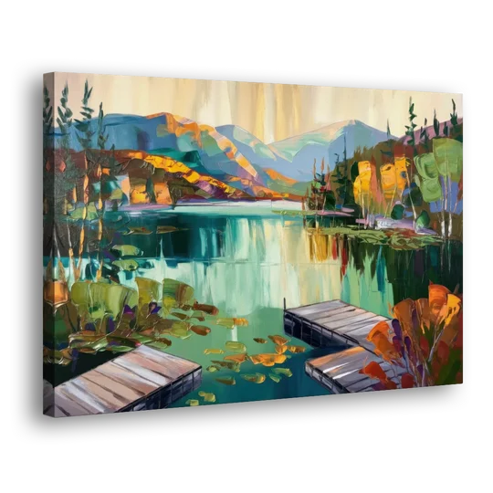 Lake Placid Mirror Lake View - Canvas Wall Art - Side