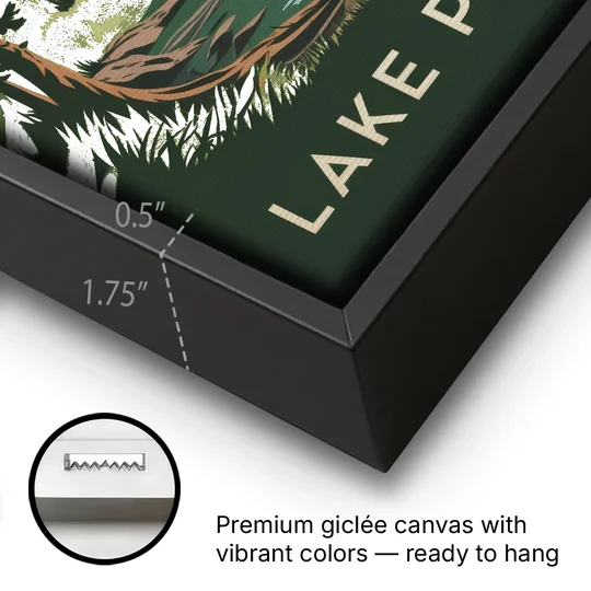 Lake Placid Mountain Escape - Black Framed Canvas Wall Art - Gallery Wrap Corner