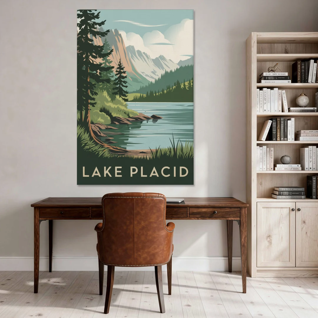 Lake Placid Mountain Escape - Canvas Wall Art - Office - 40x60