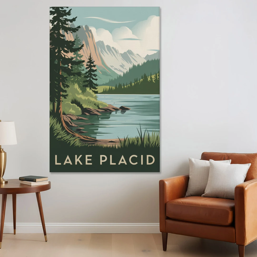 Lake Placid Mountain Escape - Canvas Wall Art - Sofa - 40x60