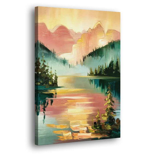 Lake Placid Sunrise Over Peaks - Canvas Wall Art - Side