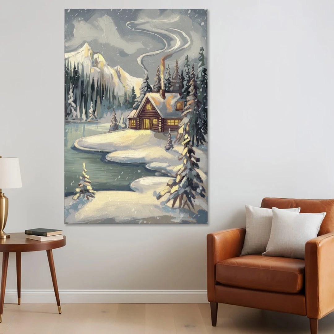 Lake Placid Winter Wonderland - Canvas Wall Art - Sofa - 40x60