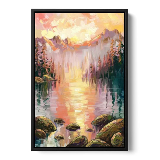Lake Tahoe Alpine Sunrise - Black Framed Canvas Wall Art - Front