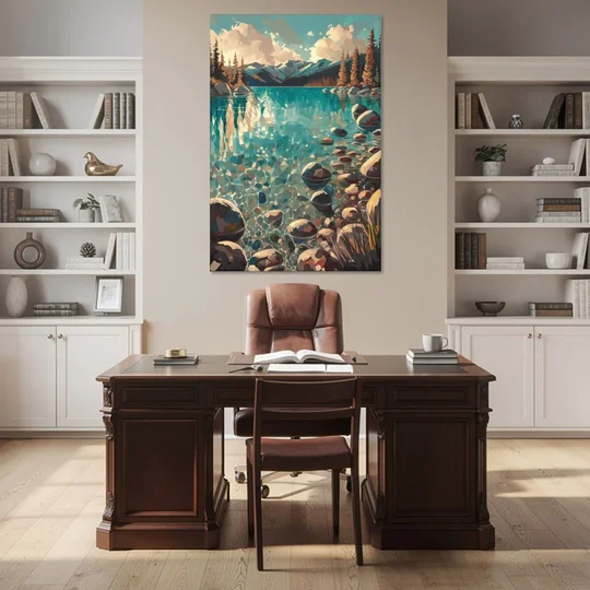 Lake Tahoe Crystal Waterscape - Canvas Wall Art - Office - 40x60