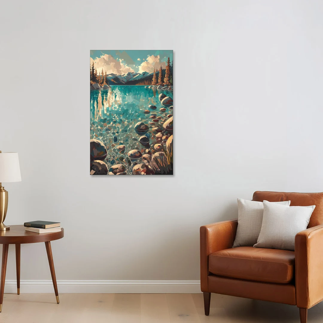Lake Tahoe Crystal Waterscape - Canvas Wall Art - Sofa - 24x36