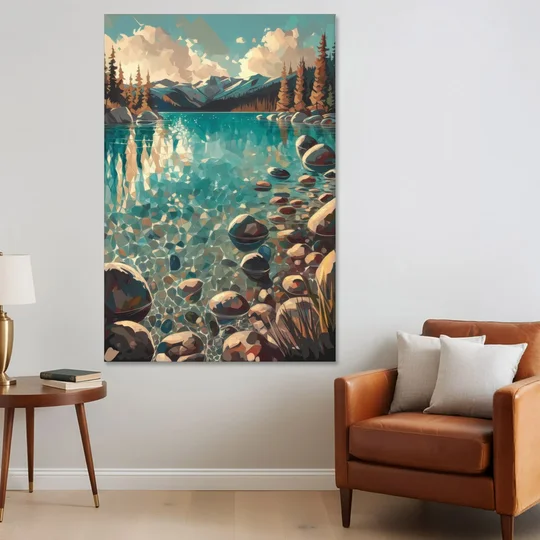 Lake Tahoe Crystal Waterscape - Canvas Wall Art - Sofa - 40x60