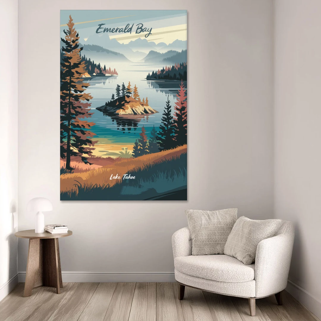 Lake Tahoe Emerald Bay View - Canvas Wall Art - Sofa - 40x60