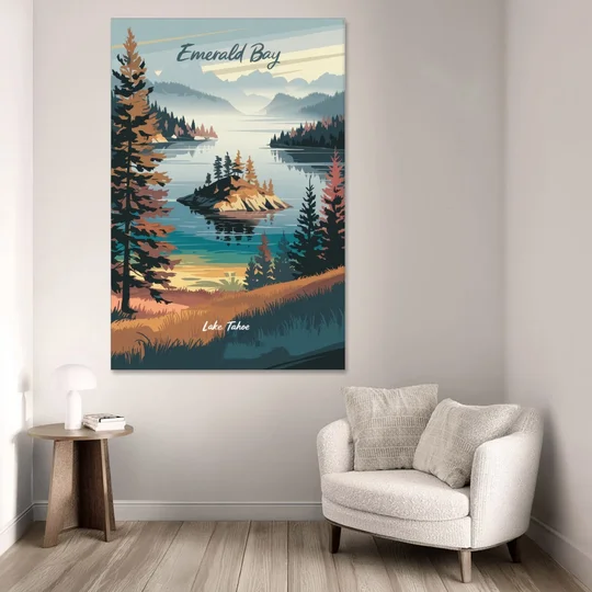 Lake Tahoe Emerald Bay View - Canvas Wall Art - Sofa - 40x60