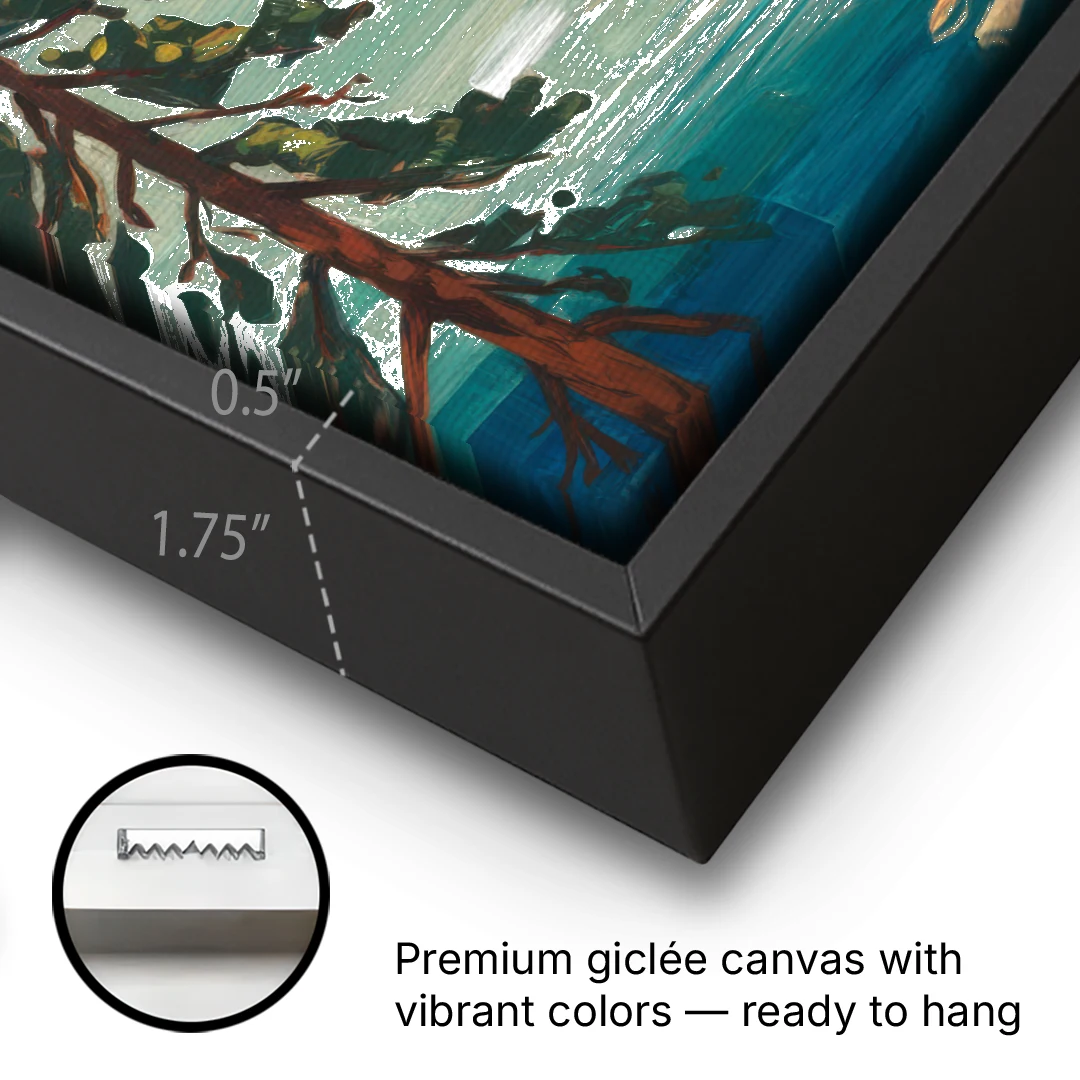 Lake Tahoe Forest Horizon - Black Framed Canvas Wall Art - Gallery Wrap Corner