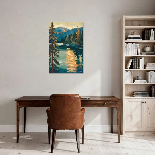 Lake Tahoe Forest Horizon - Canvas Wall Art - Office - 24x36