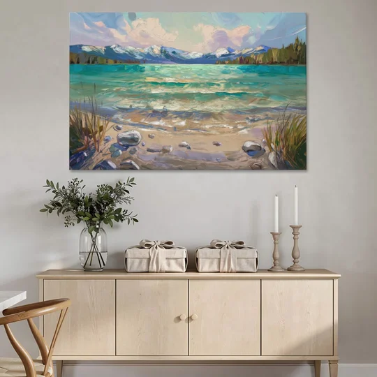 Lake Tahoe Mountain Serenity - Canvas Wall Art - Coffee Table - 60x40