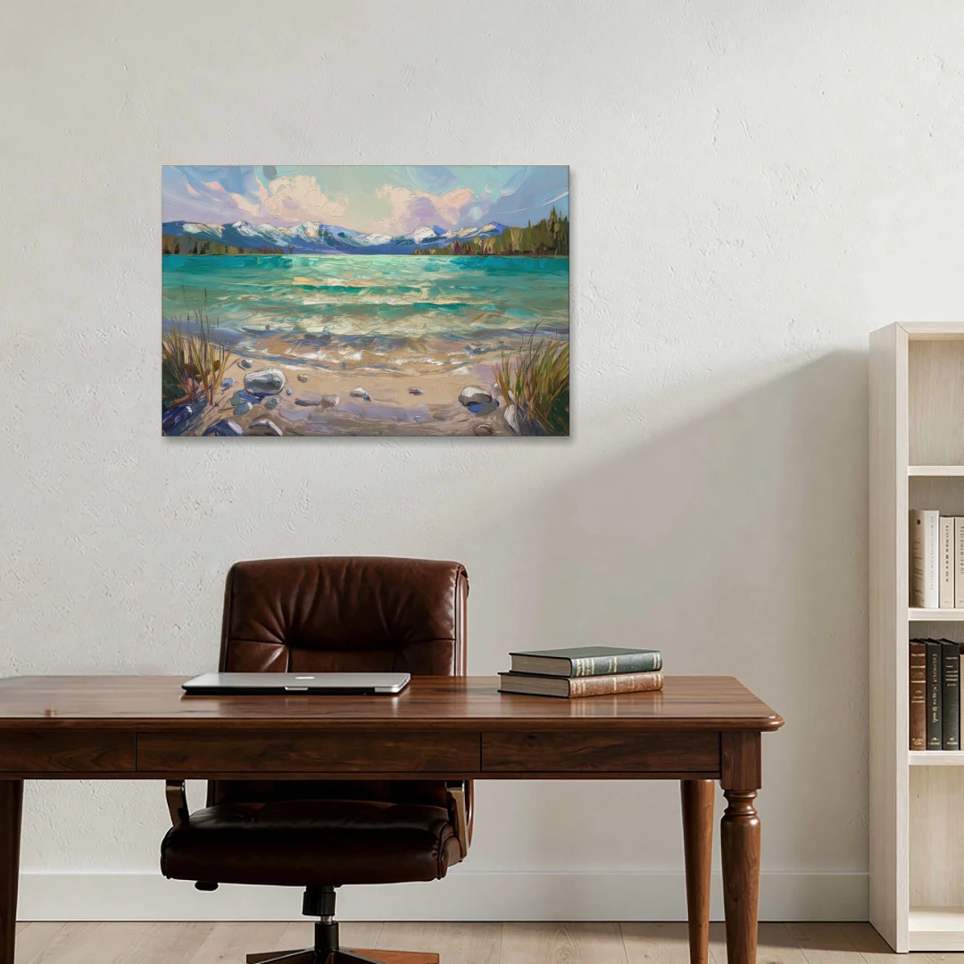 Lake Tahoe Mountain Serenity - Canvas Wall Art - Office - 36x24