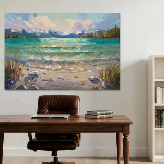 Lake Tahoe Mountain Serenity - Canvas Wall Art - Office - 60x40