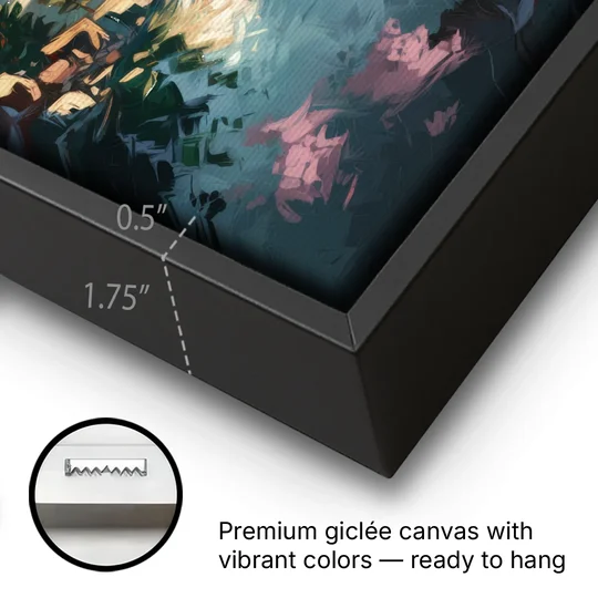 Lake Tahoe Snowy Peaks - Black Framed Canvas Wall Art - Gallery Wrap Corner