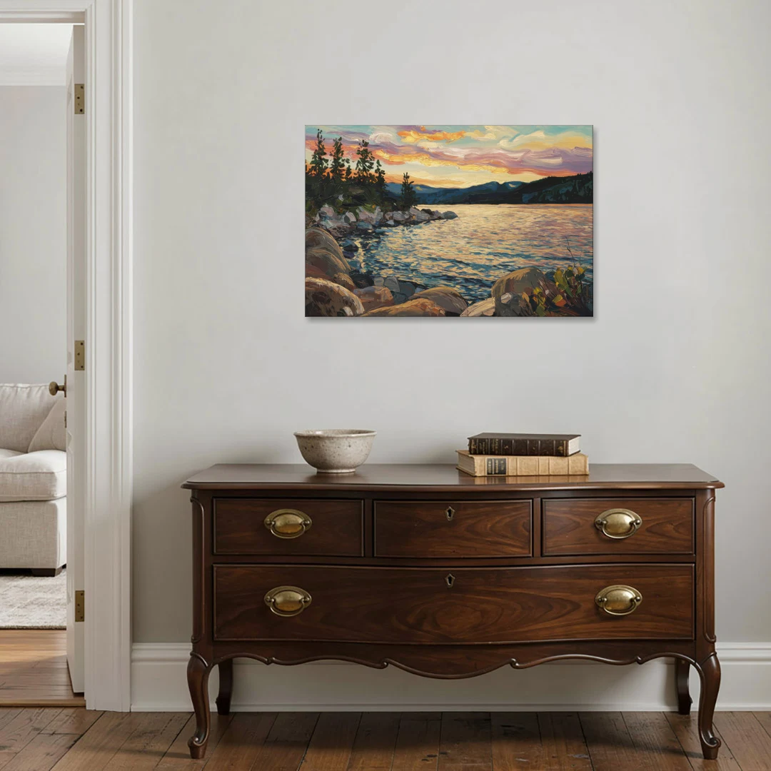 Lake Tahoe Sunset Reflections Serenity - Canvas Wall Art - Coffee Table - 36x24