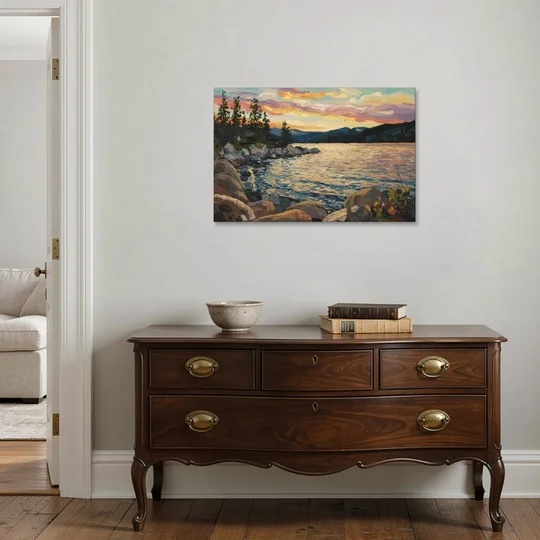 Lake Tahoe Sunset Reflections Serenity - Canvas Wall Art - Coffee Table - 36x24