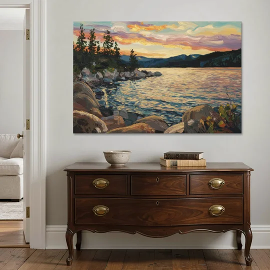 Lake Tahoe Sunset Reflections Serenity - Canvas Wall Art - Coffee Table - 60x40