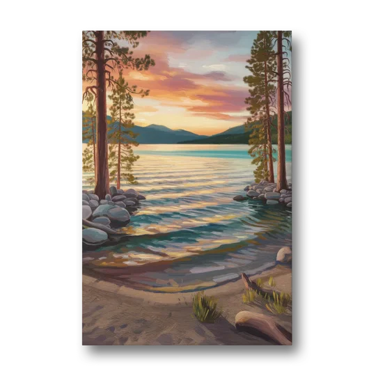 Lake Tahoe Tranquil Shoreline - Canvas Wall Art - Front