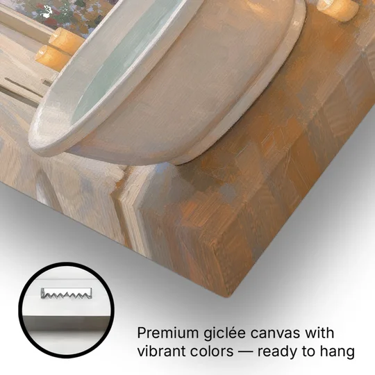 Lakeside Candlelit Soak for the Spa Bathroom - Canvas Wall Art - Gallery Wrap Corner
