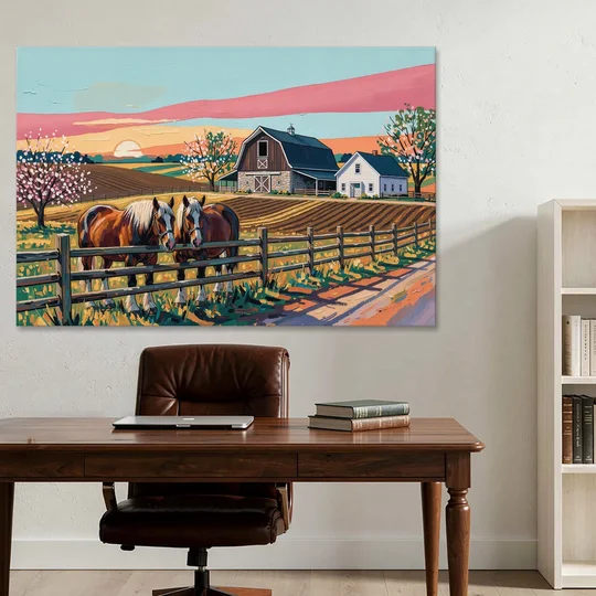 Lancaster Amish Farmlands Experience - Canvas Wall Art - Office - 60x40