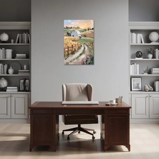 Lancaster Barns and Fields - Canvas Wall Art - Office - 24x36