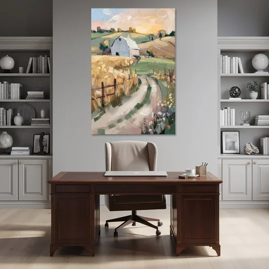 Lancaster Barns and Fields - Canvas Wall Art - Office - 40x60