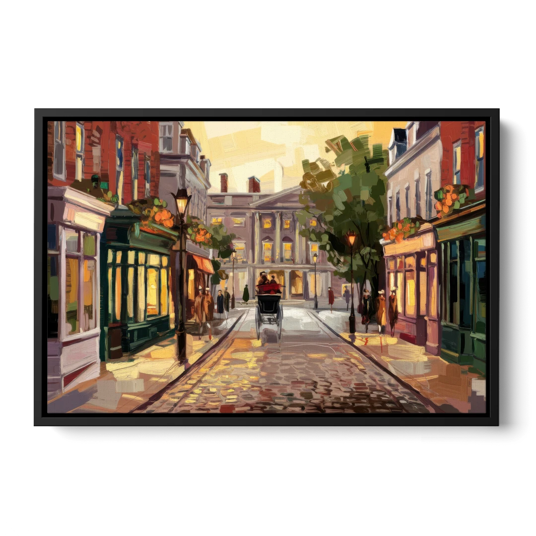 Lancaster Historic Downtown - Black Framed Canvas Wall Art - Front