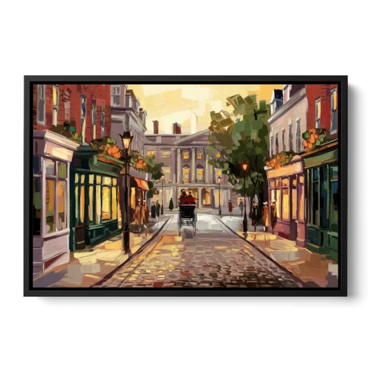 Lancaster Historic Downtown - Black Framed Canvas Wall Art - Front