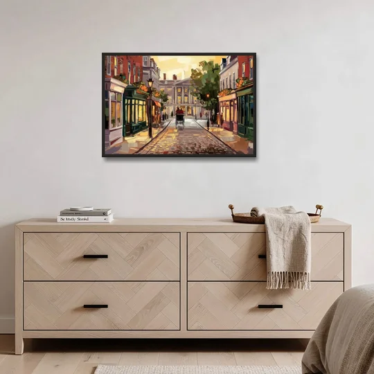 Lancaster Historic Downtown - Black Framed Canvas Wall Art - Coffee Table - 36x24
