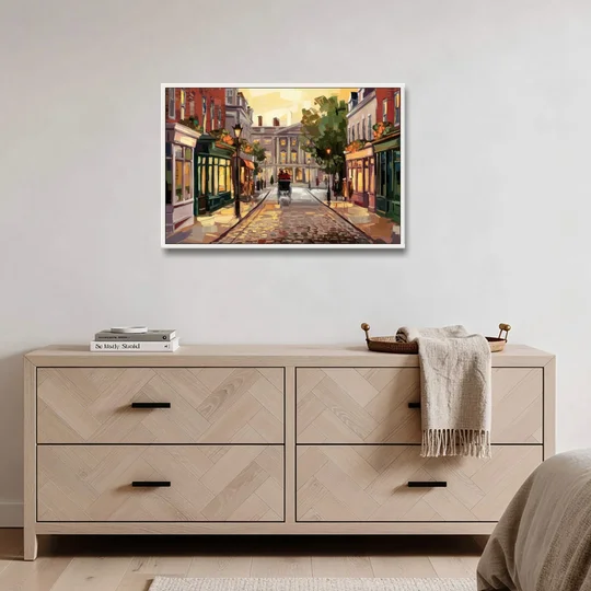 Lancaster Historic Downtown - White Framed Canvas Wall Art - Coffee Table - 36x24